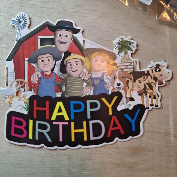Farmyard Themed Birthday Party Decoration Streamer Banner Animals Cake Topper - Picture 2 of 7